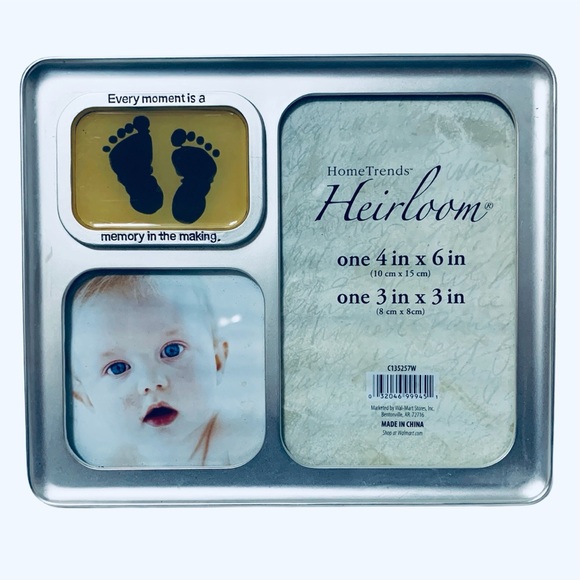 Baby Picture Frame - Fits 2 Pics - Silver NWOB - Picture 1 of 2